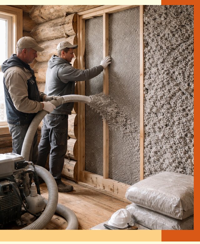 Утепление бревенчатого дома эковатой в Санкт-Петербурге от 2923 руб. | ТепломастерСнк